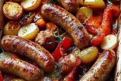 Thumbnail for Sausages with Oven-Roasted Potatoes and Peppers – A Simple One-Pan Dinner
