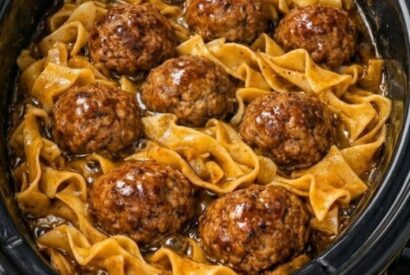 Thumbnail for Slow Cooker Meatballs and Egg Noodles in Rich Brown Gravy – A Cozy Comfort Food Dinner