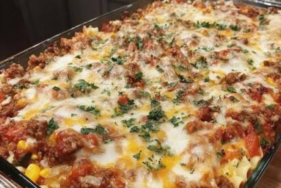 Thumbnail for Cheesy Mexican Beef and Pasta Casserole